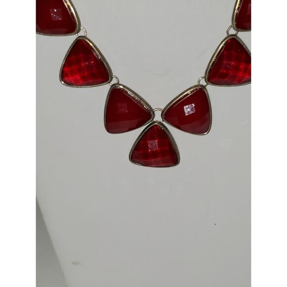A New York Women's Statement Necklace Faceted Red Cabachons Bronze Tone Chain - Picture 5 of 10